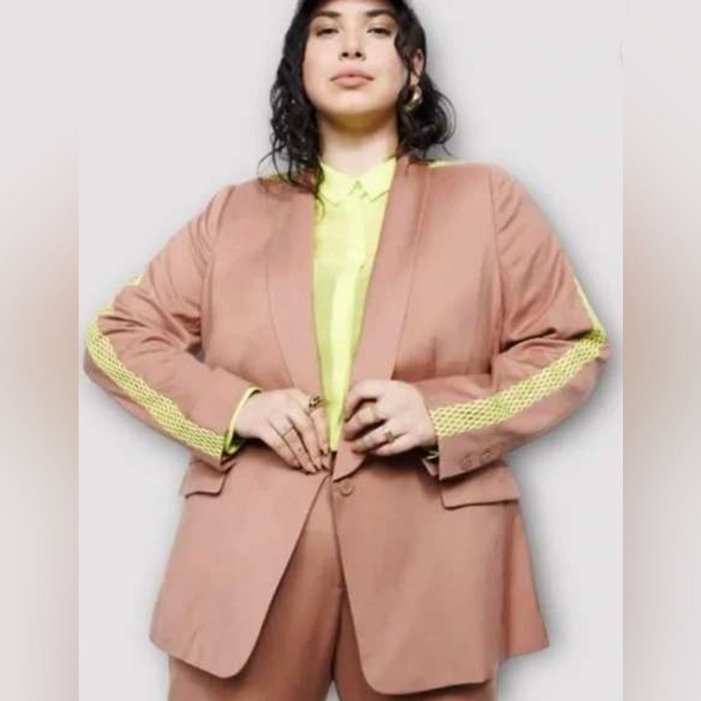 NWT Wildfang The Empower Colorblock Tux Blazer Rose Brown Neon Size Medium